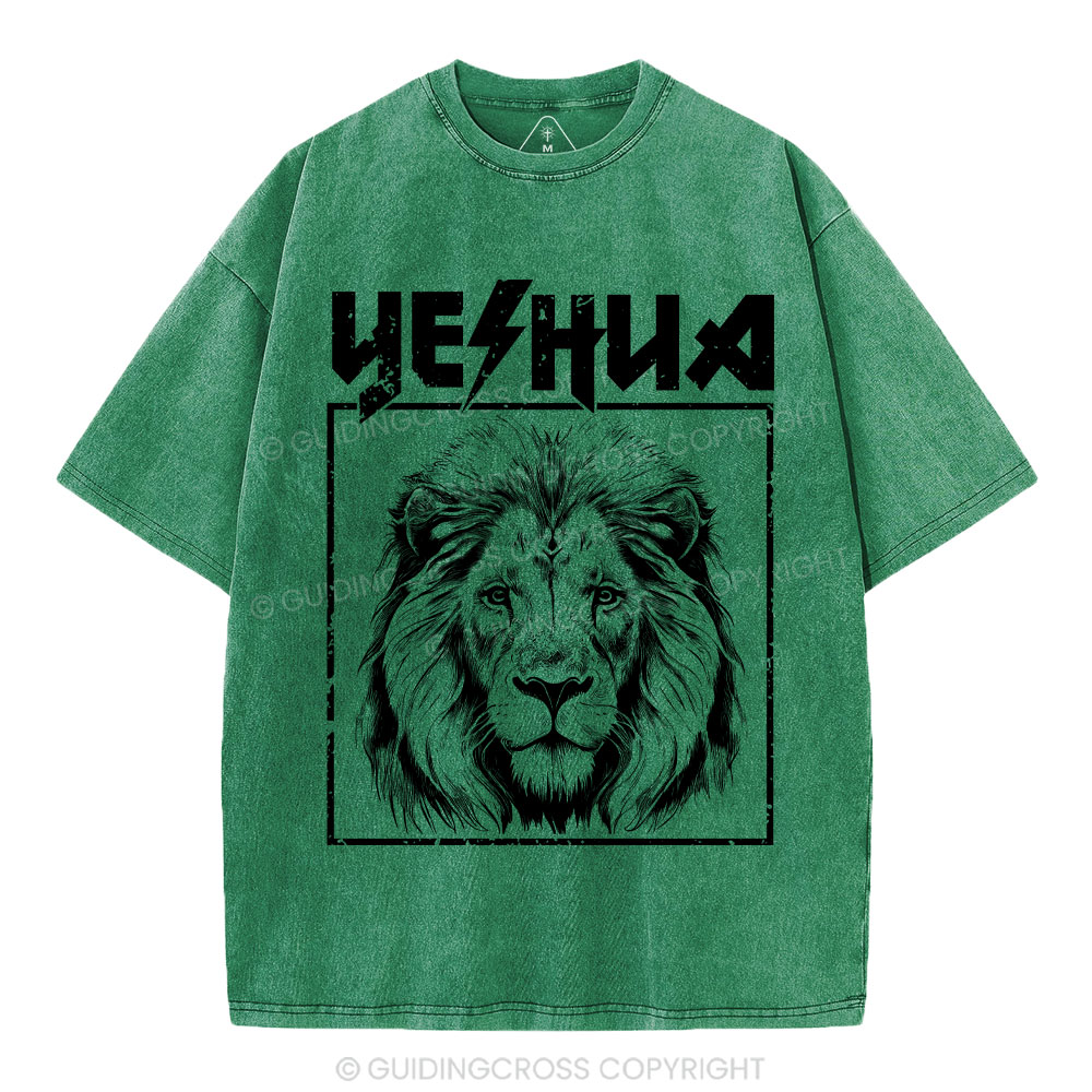 Retro Yeshua Lion Christian Washed T-Shirt