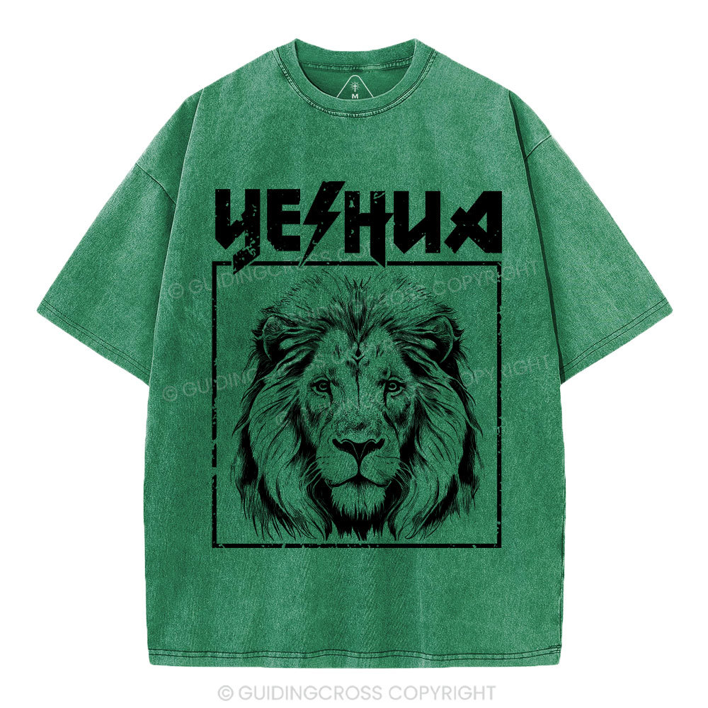 Retro Yeshua Lion Christian Washed T-Shirt