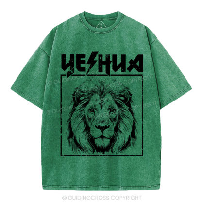 Retro Yeshua Lion Christian Washed T-Shirt