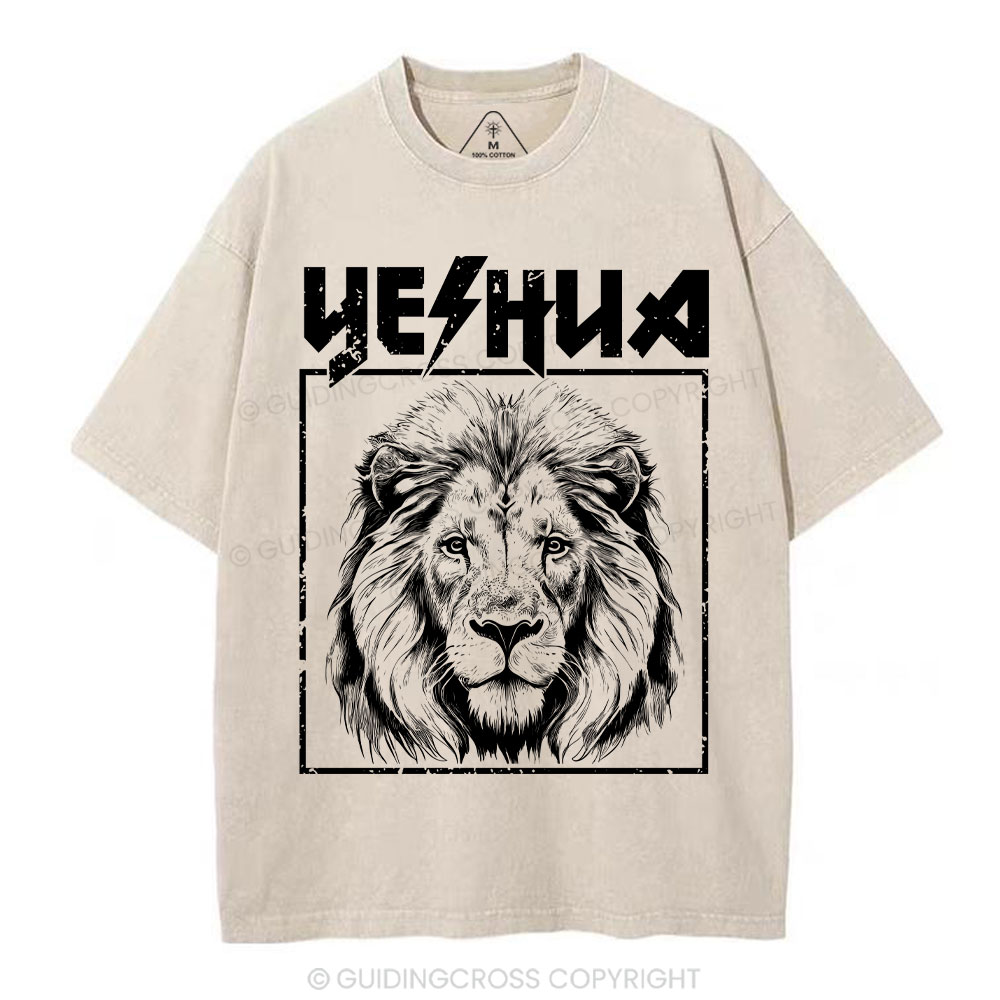 Retro Yeshua Lion Christian Washed T-Shirt