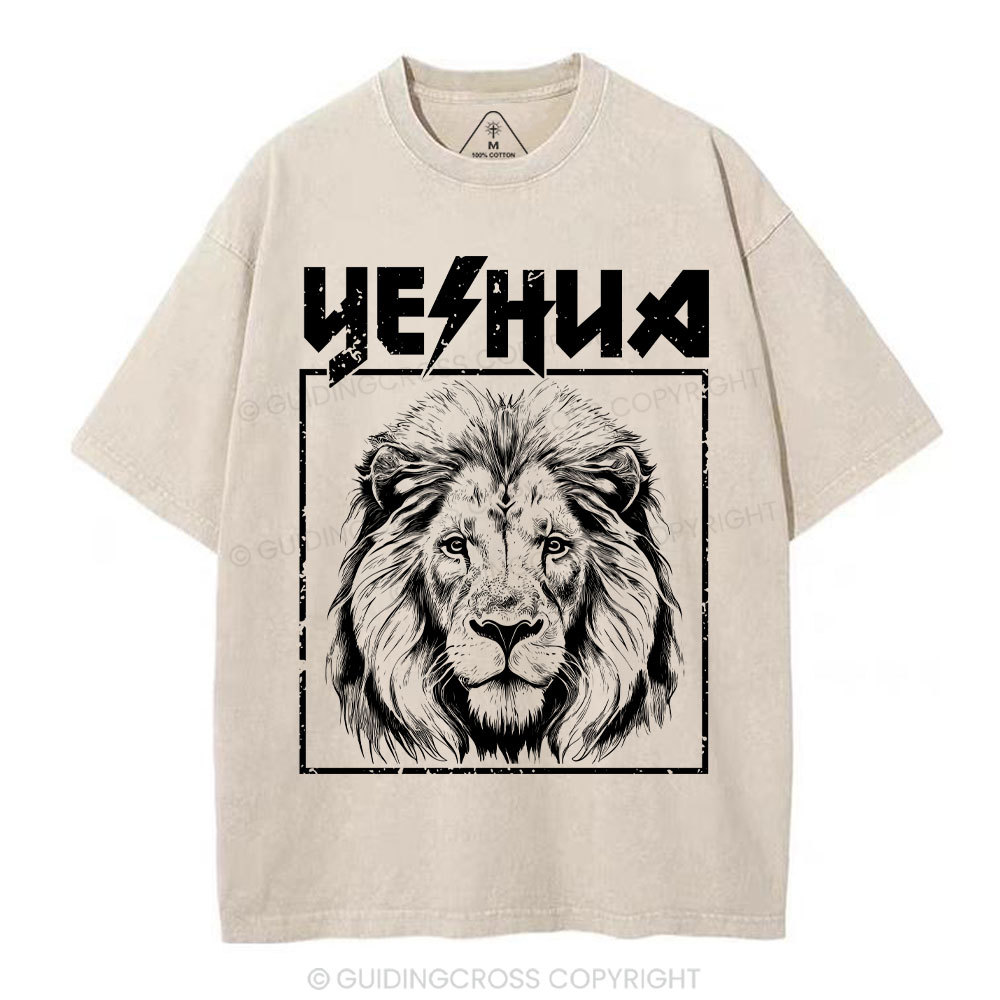 Retro Yeshua Lion Christian Washed T-Shirt