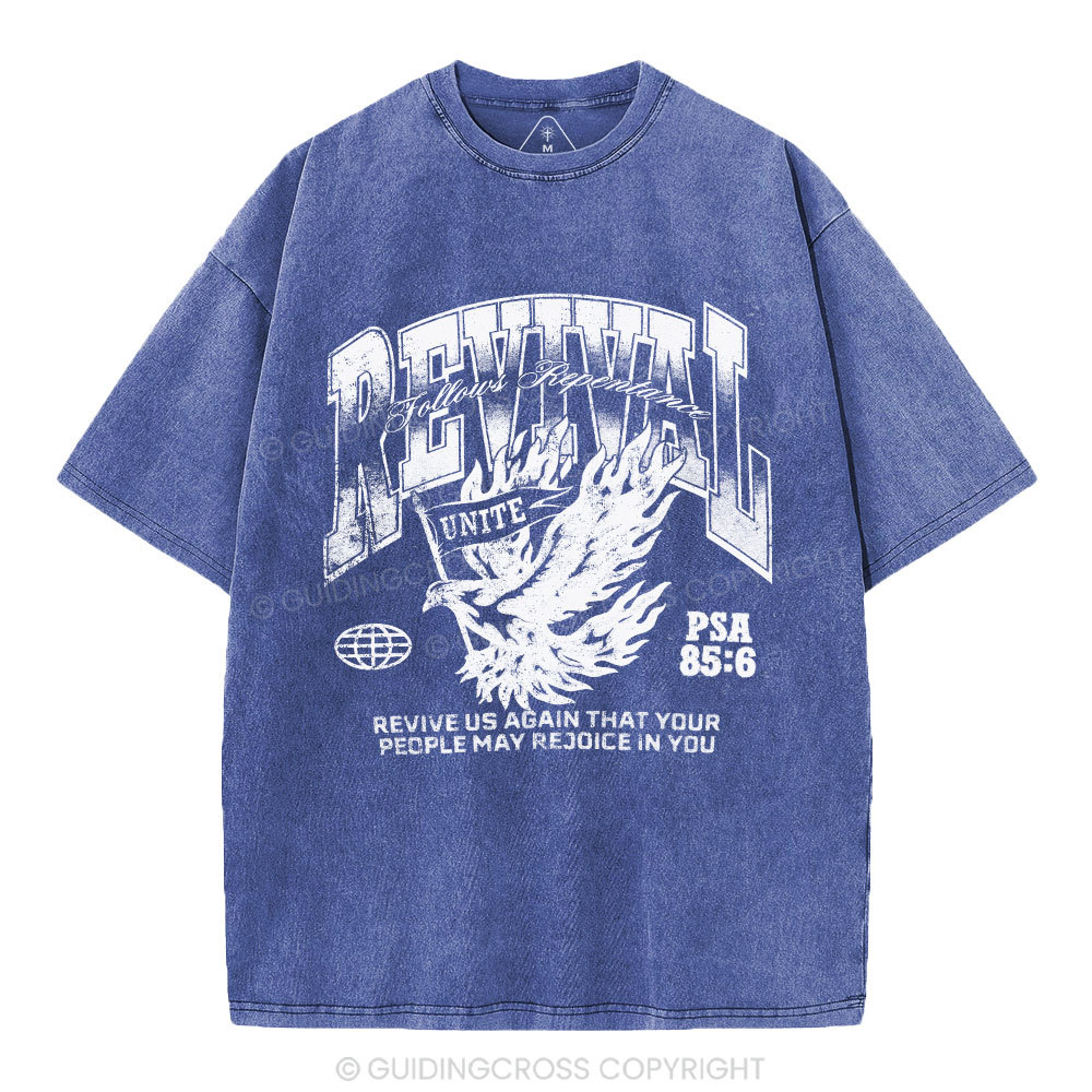 Revival Follows Repentance Christian Washed T-Shirt