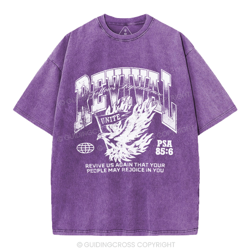 Revival Follows Repentance Christian Washed T-Shirt