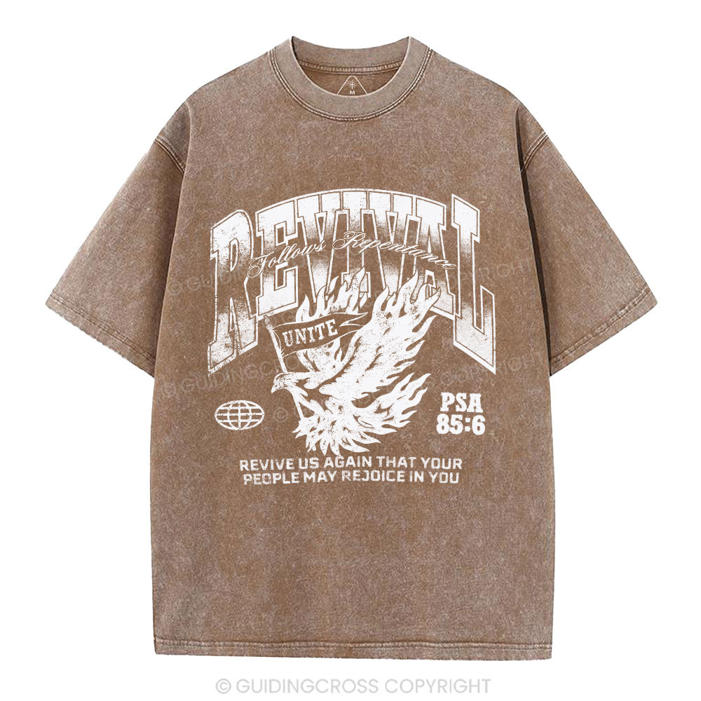 Revival Follows Repentance Christian Washed T-Shirt