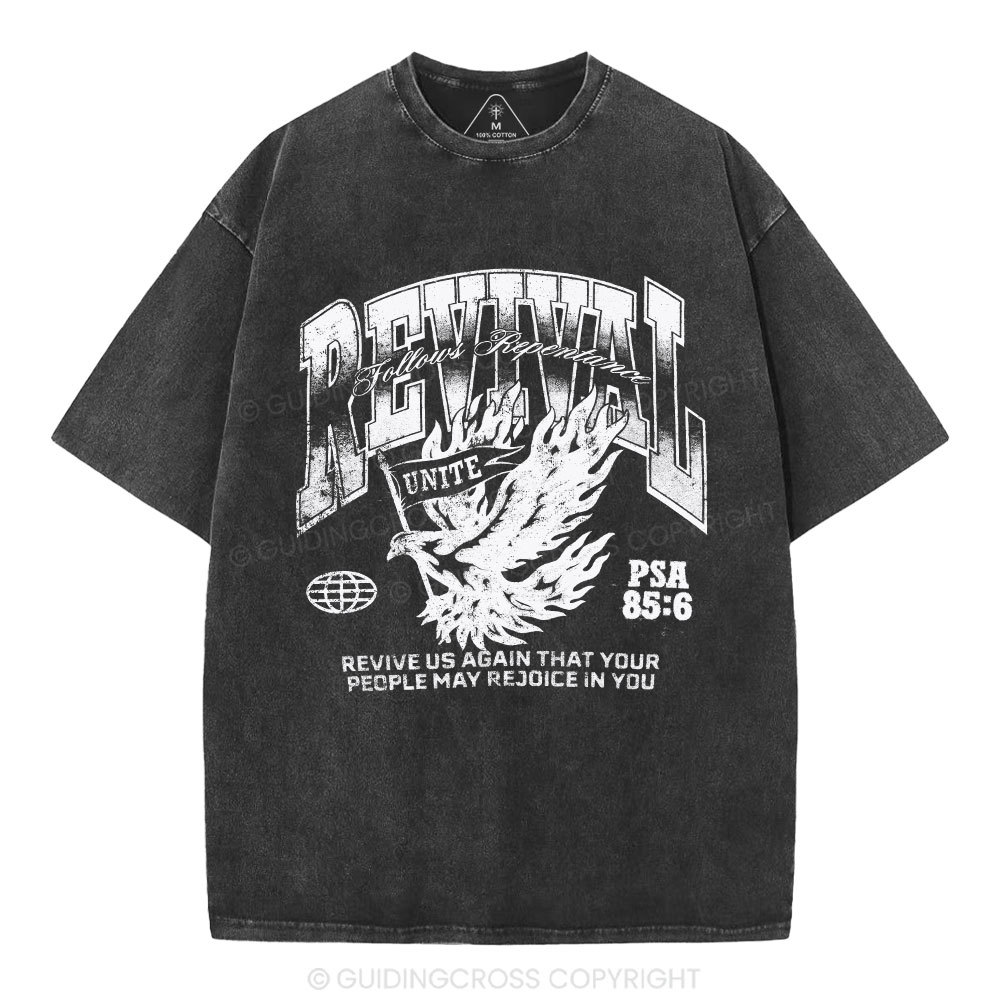 Revival Follows Repentance Christian Washed T-Shirt