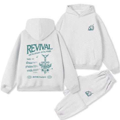 Revival Not By Power Or By Might Christian Premium Fleece Hoodie Set