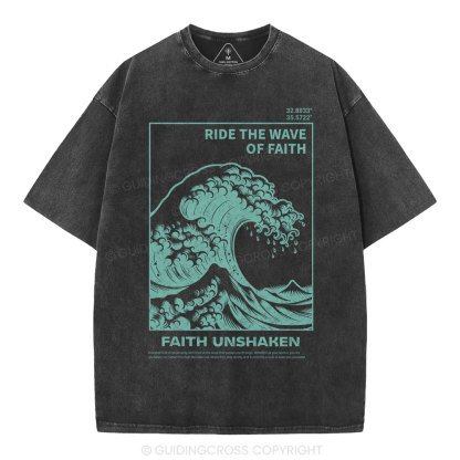 Ride The Wave Of Faith Christian Washed T-Shirt