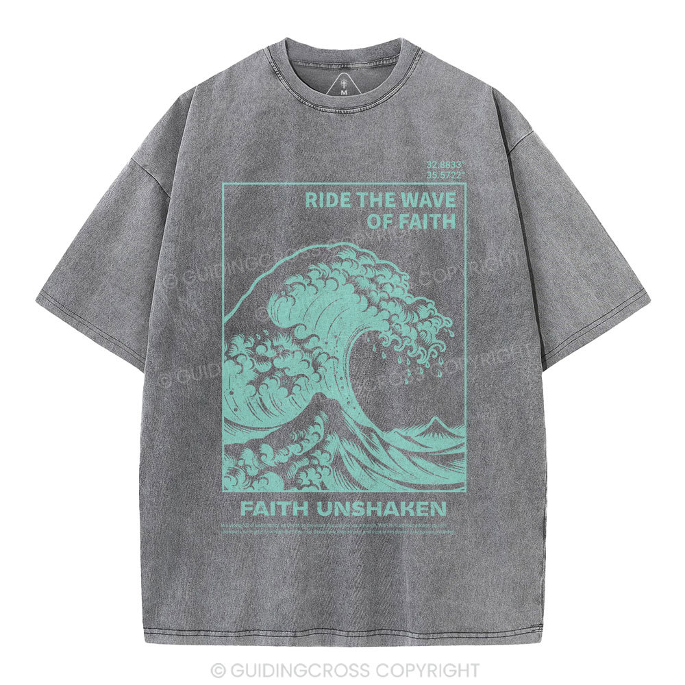 Ride The Wave Of Faith Christian Washed T-Shirt