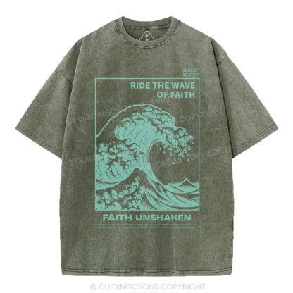Ride The Wave Of Faith Christian Washed T-Shirt