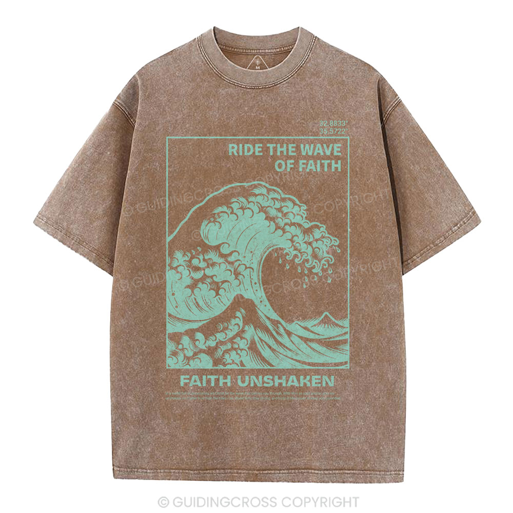 Ride The Wave Of Faith Christian Washed T-Shirt