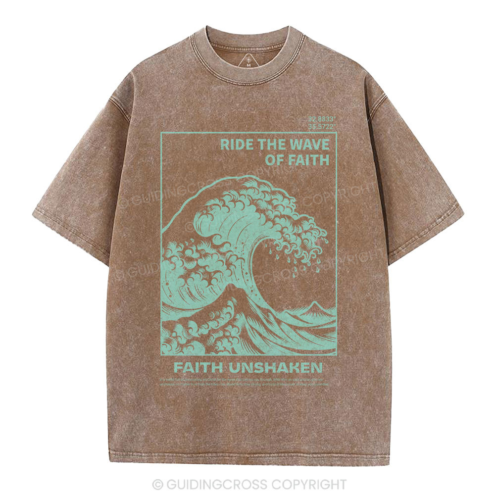 Ride The Wave Of Faith Christian Washed T-Shirt