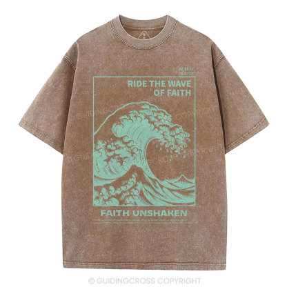 Ride The Wave Of Faith Christian Washed T-Shirt