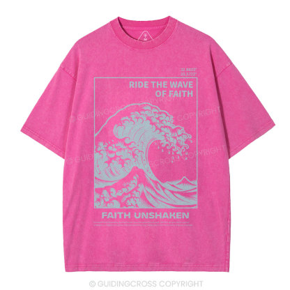 Ride The Wave Of Faith Christian Washed T-Shirt
