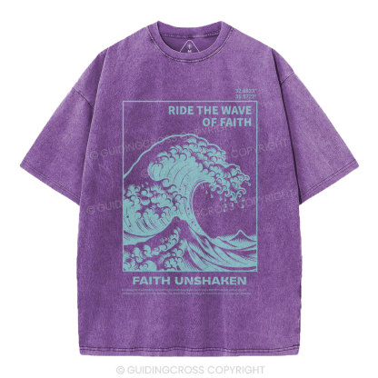 Ride The Wave Of Faith Christian Washed T-Shirt