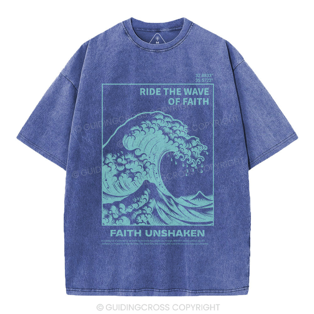 Ride The Wave Of Faith Christian Washed T-Shirt