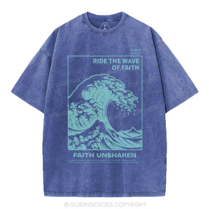Ride The Wave Of Faith Christian Washed T-Shirt