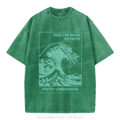 Ride The Wave Of Faith Christian Washed T-Shirt
