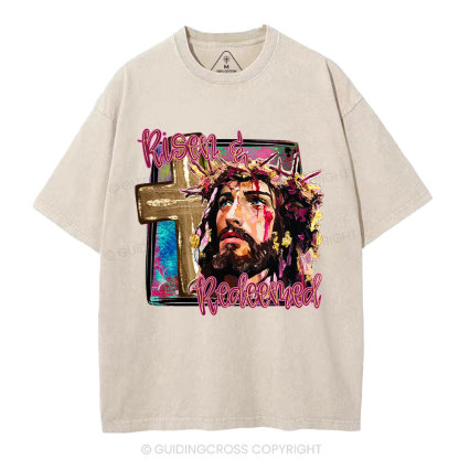 Risen And Redeemed Christian Washed T-Shirt