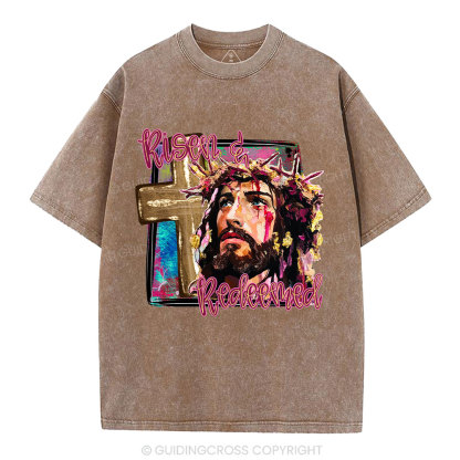 Risen And Redeemed Christian Washed T-Shirt