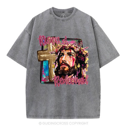 Risen And Redeemed Christian Washed T-Shirt