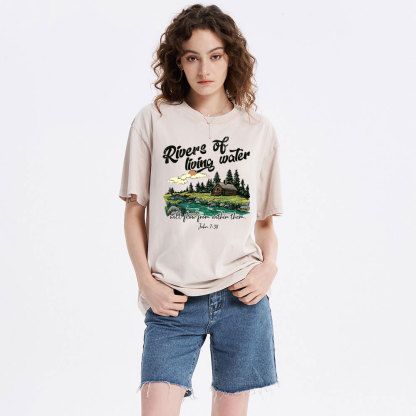 Rivers Of Living Water  Christian Washed T-Shirt
