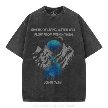 Rivers Of Living Water Christian Washed T-Shirt