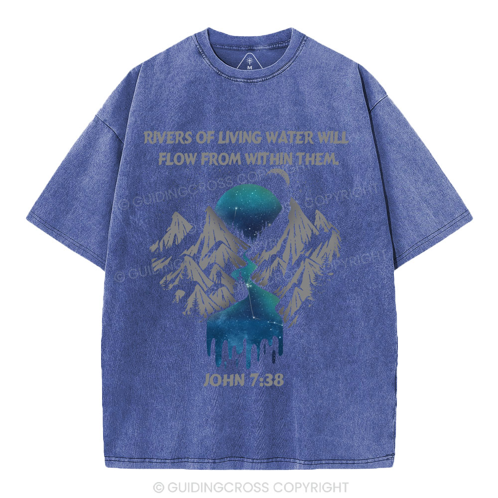 Rivers Of Living Water Christian Washed T-Shirt