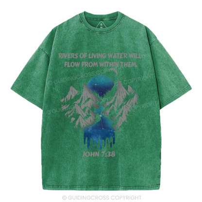 Rivers Of Living Water Christian Washed T-Shirt
