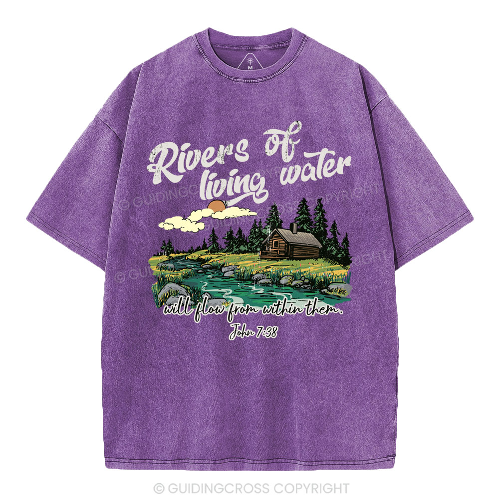 Rivers Of Living Water  Christian Washed T-Shirt