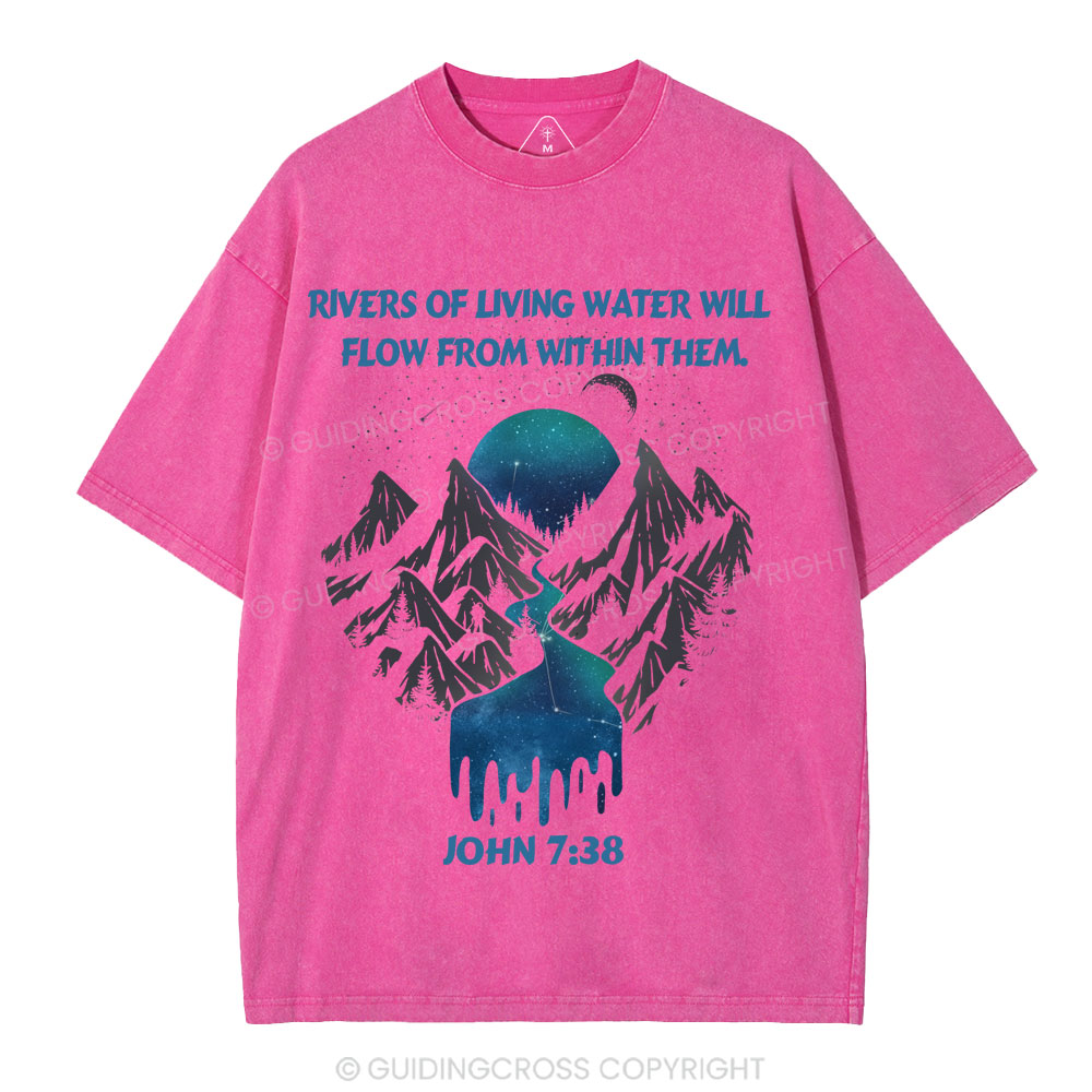 Rivers Of Living Water Christian Washed T-Shirt