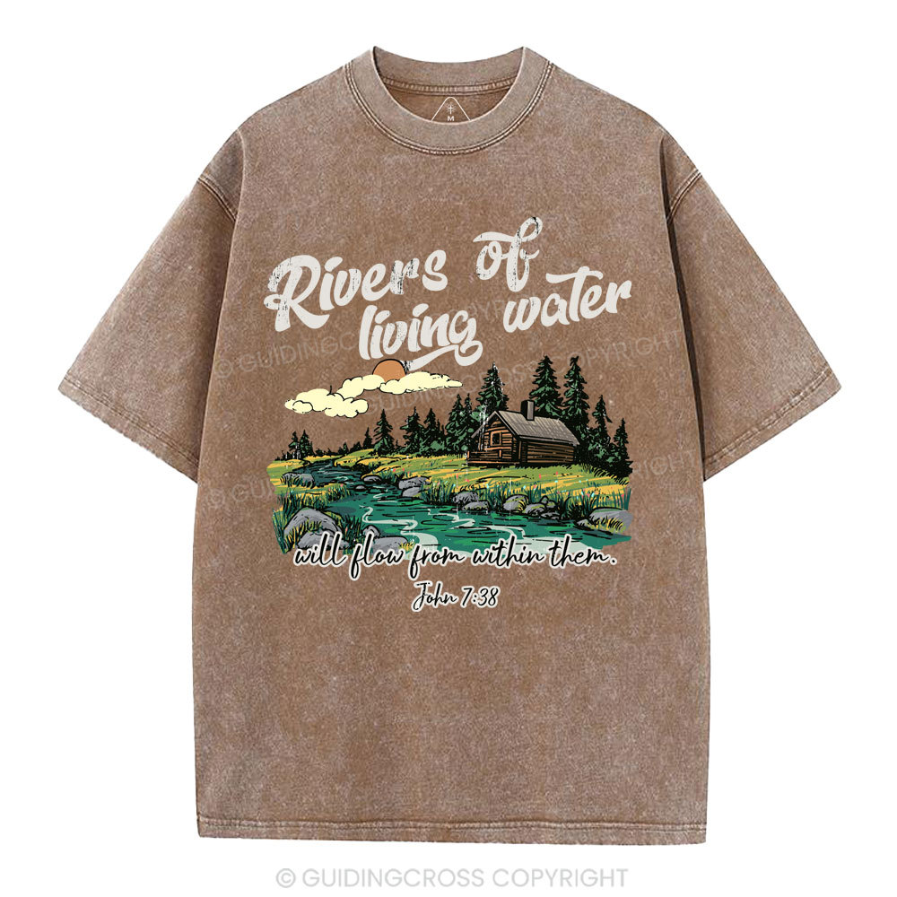 Rivers Of Living Water  Christian Washed T-Shirt