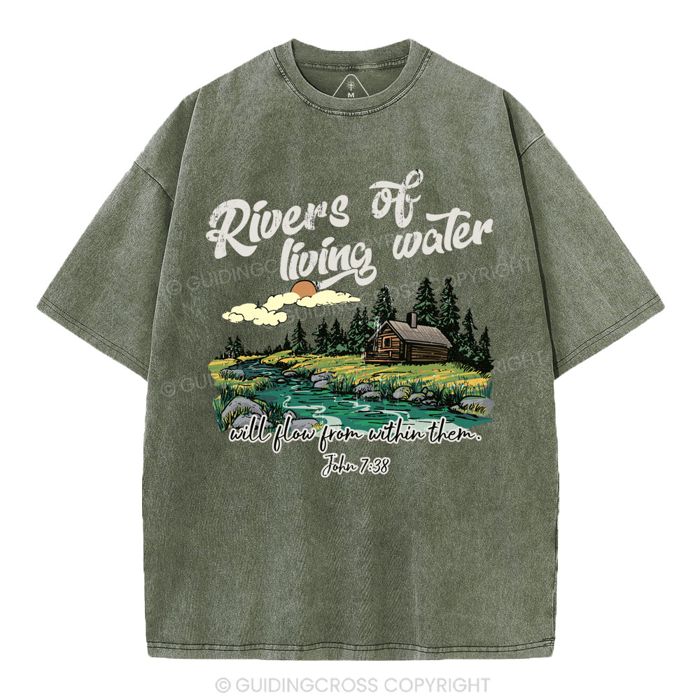 Rivers Of Living Water  Christian Washed T-Shirt