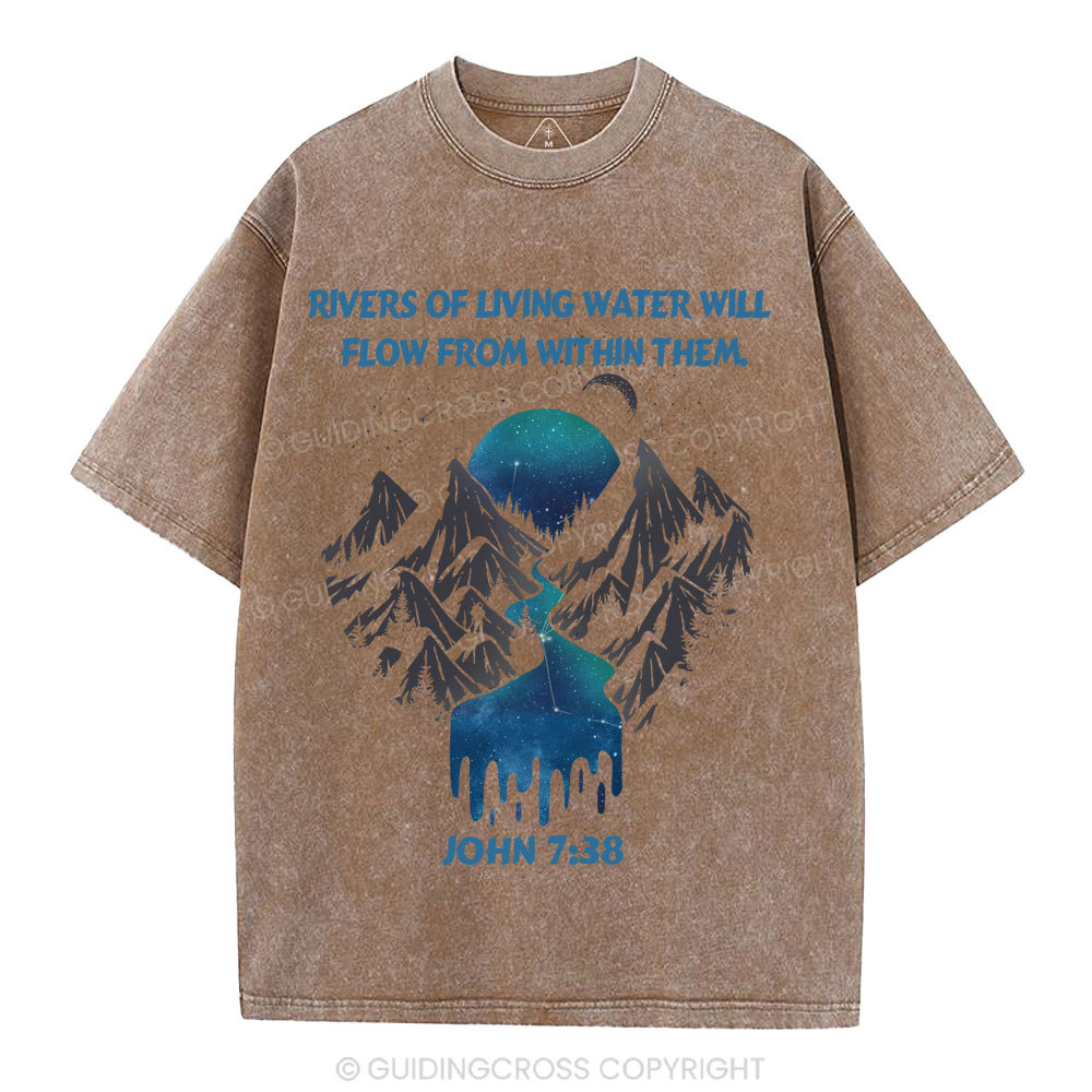 Rivers Of Living Water Christian Washed T-Shirt