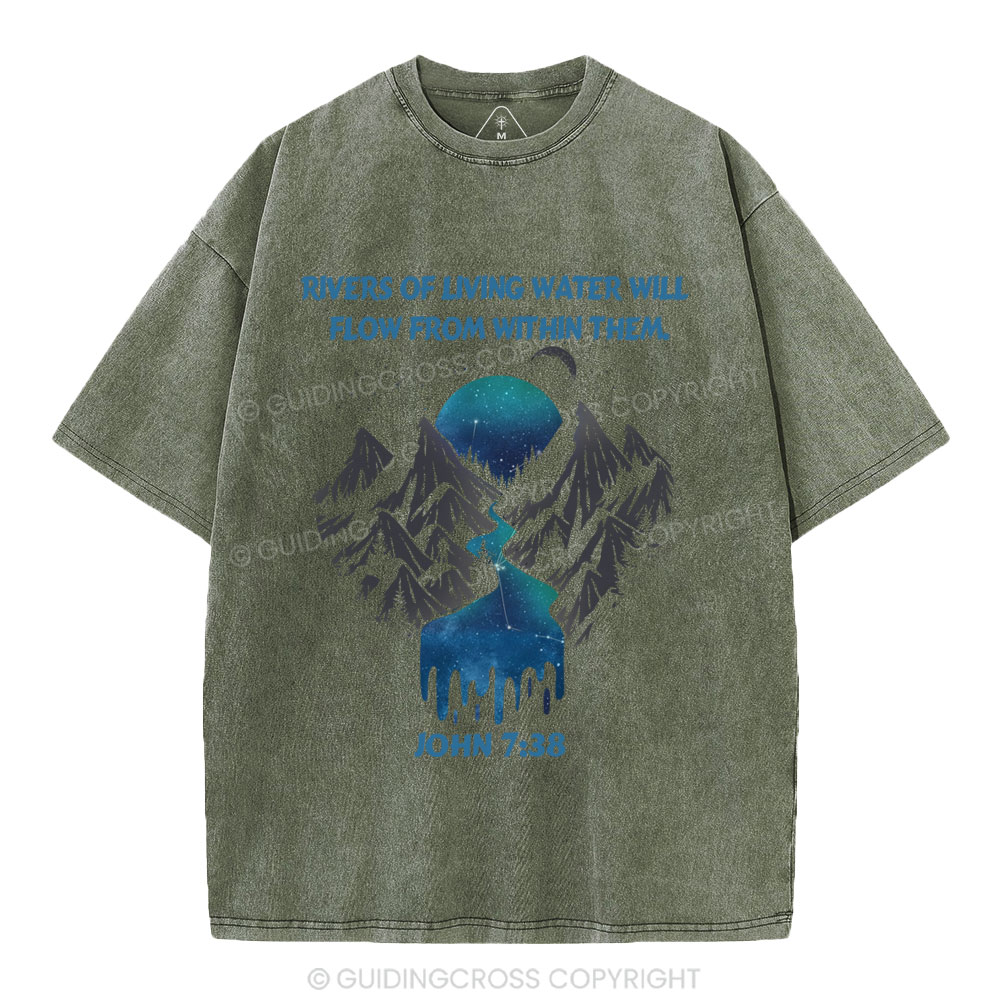 Rivers Of Living Water Christian Washed T-Shirt