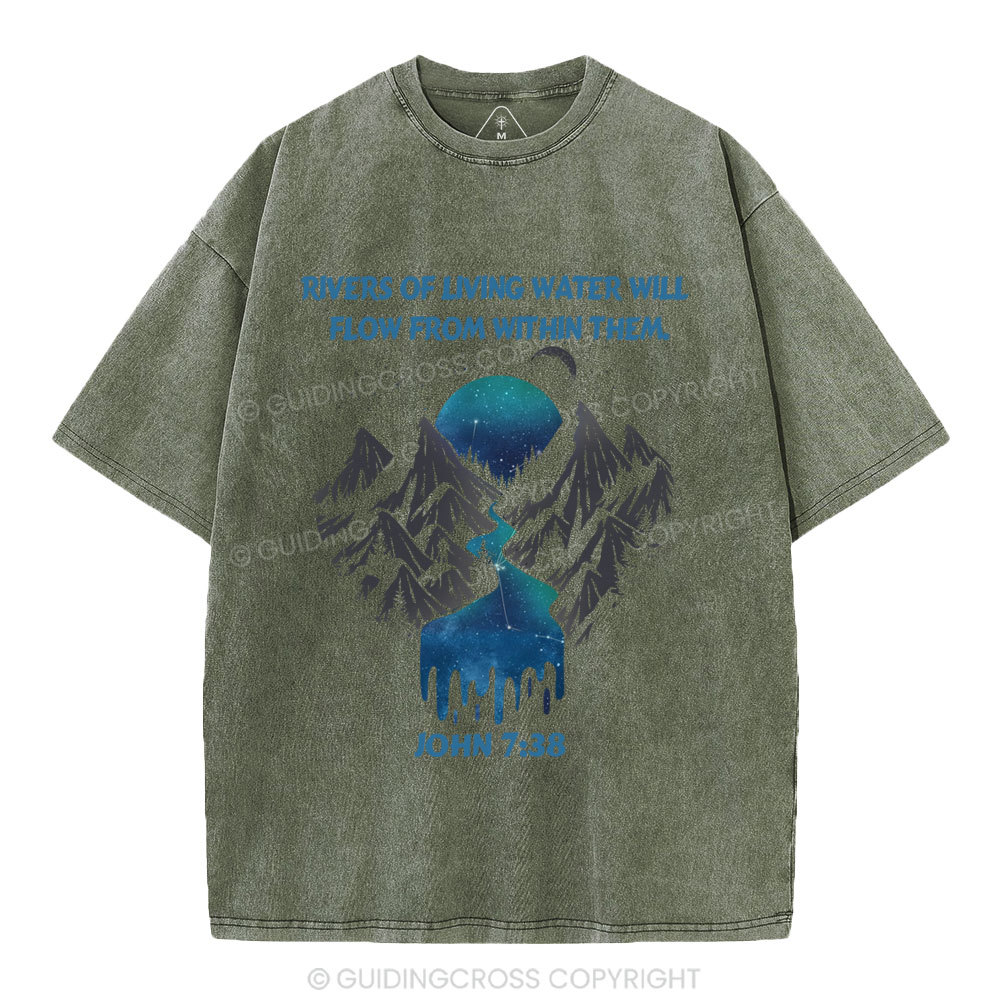 Rivers Of Living Water Christian Washed T-Shirt