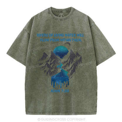 Rivers Of Living Water Christian Washed T-Shirt