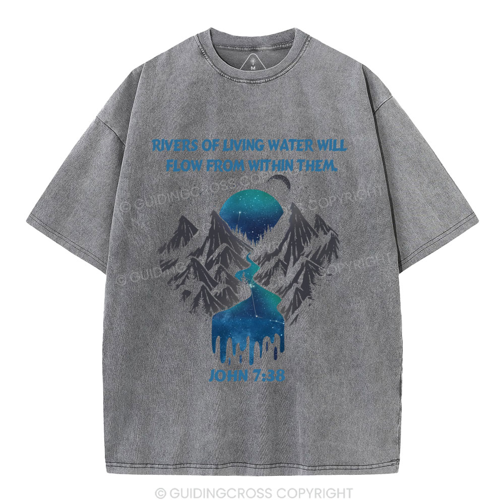 Rivers Of Living Water Christian Washed T-Shirt