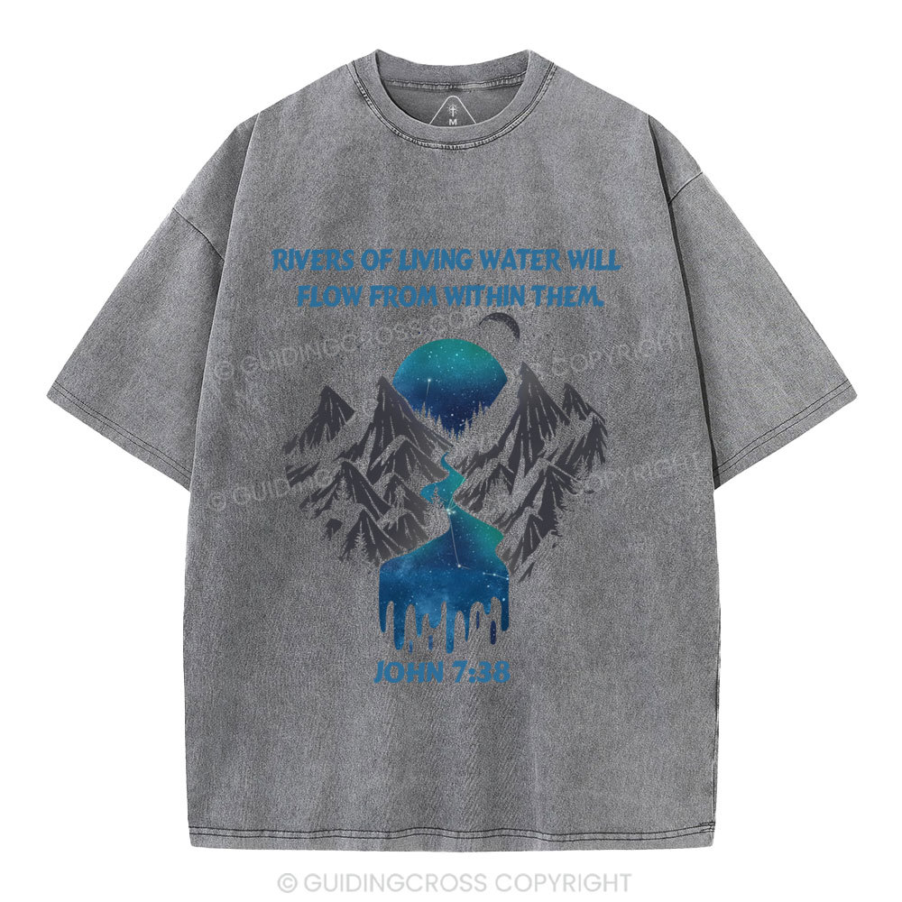 Rivers Of Living Water Christian Washed T-Shirt