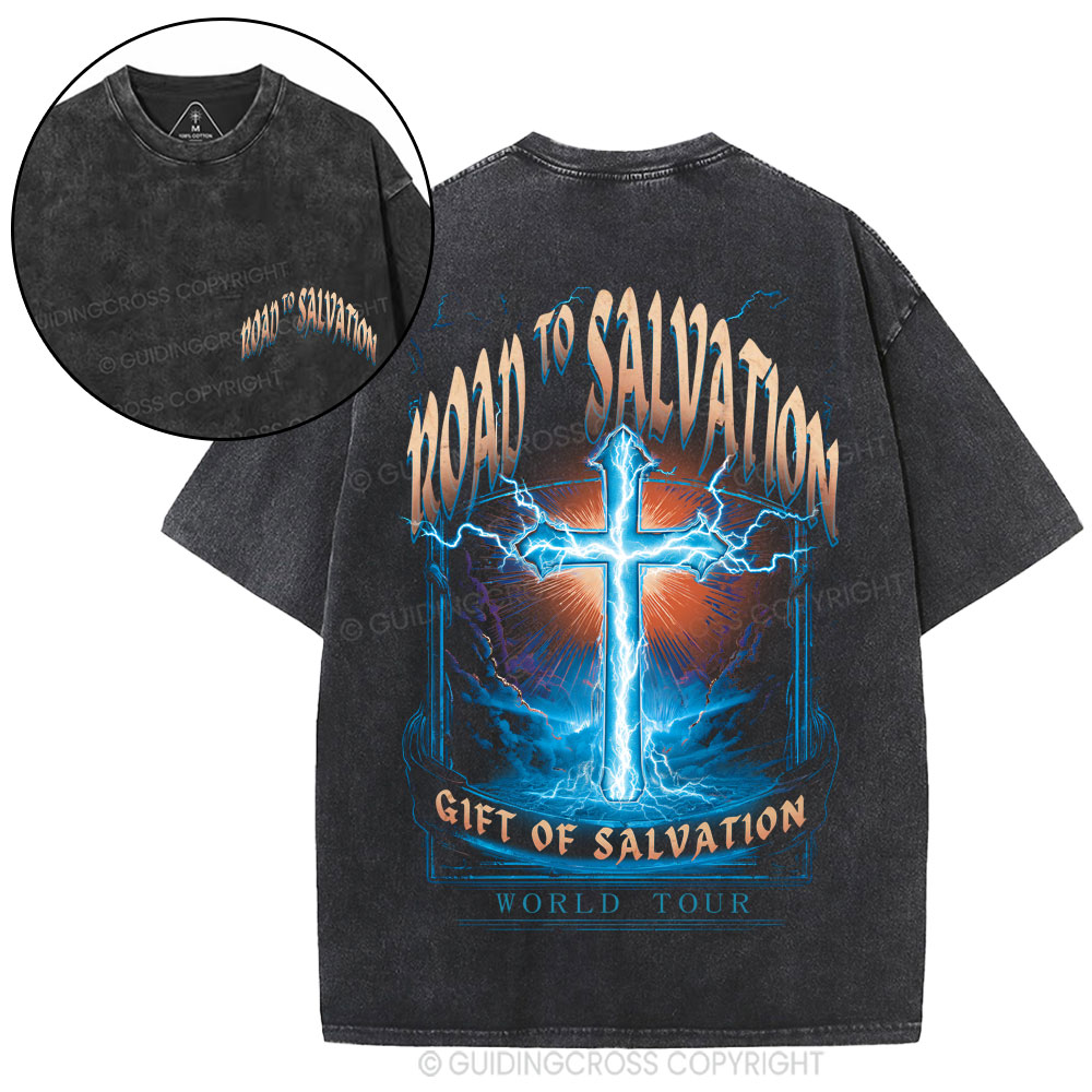 Road To Salvation Christian Washed T-Shirt