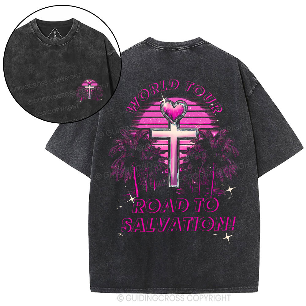 Road To Salvation Christian Washed T-Shirt
