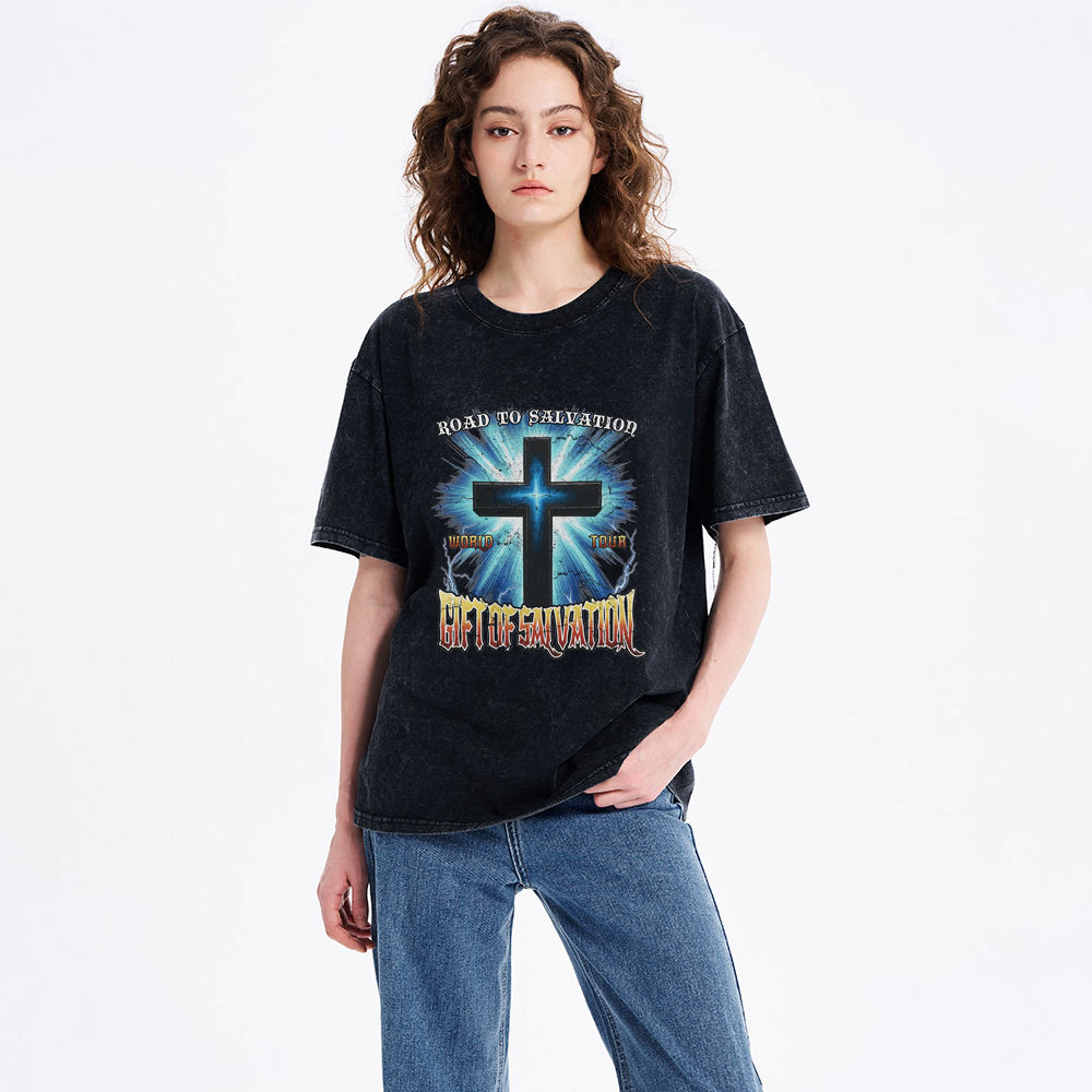 Road To Salvation Christian Washed T-Shirt