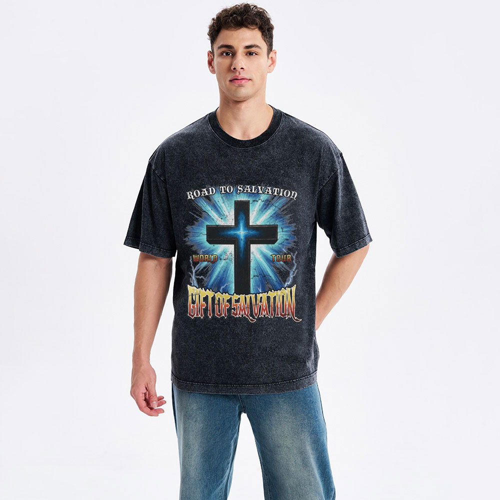 Road To Salvation Christian Washed T-Shirt