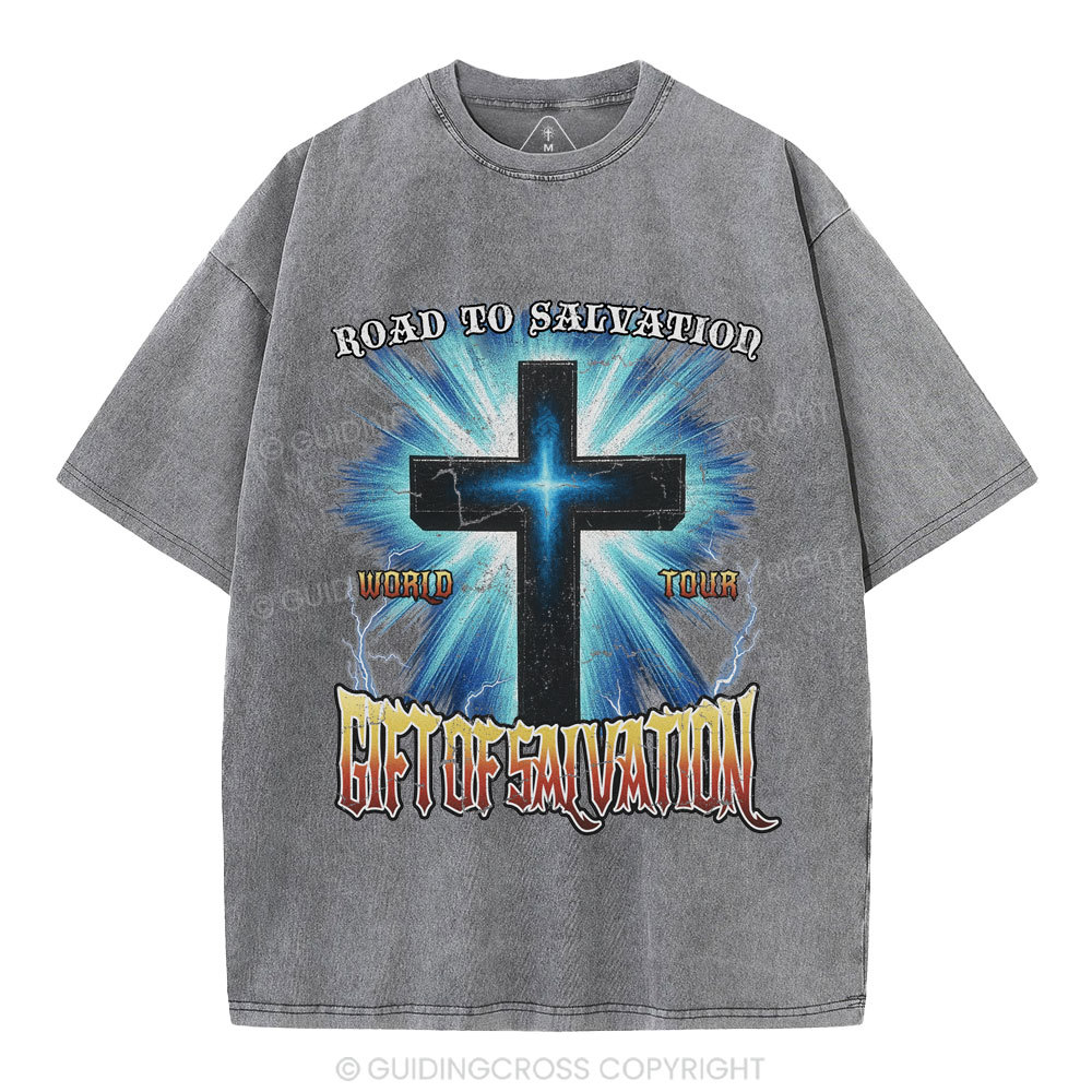 Road To Salvation Christian Washed T-Shirt