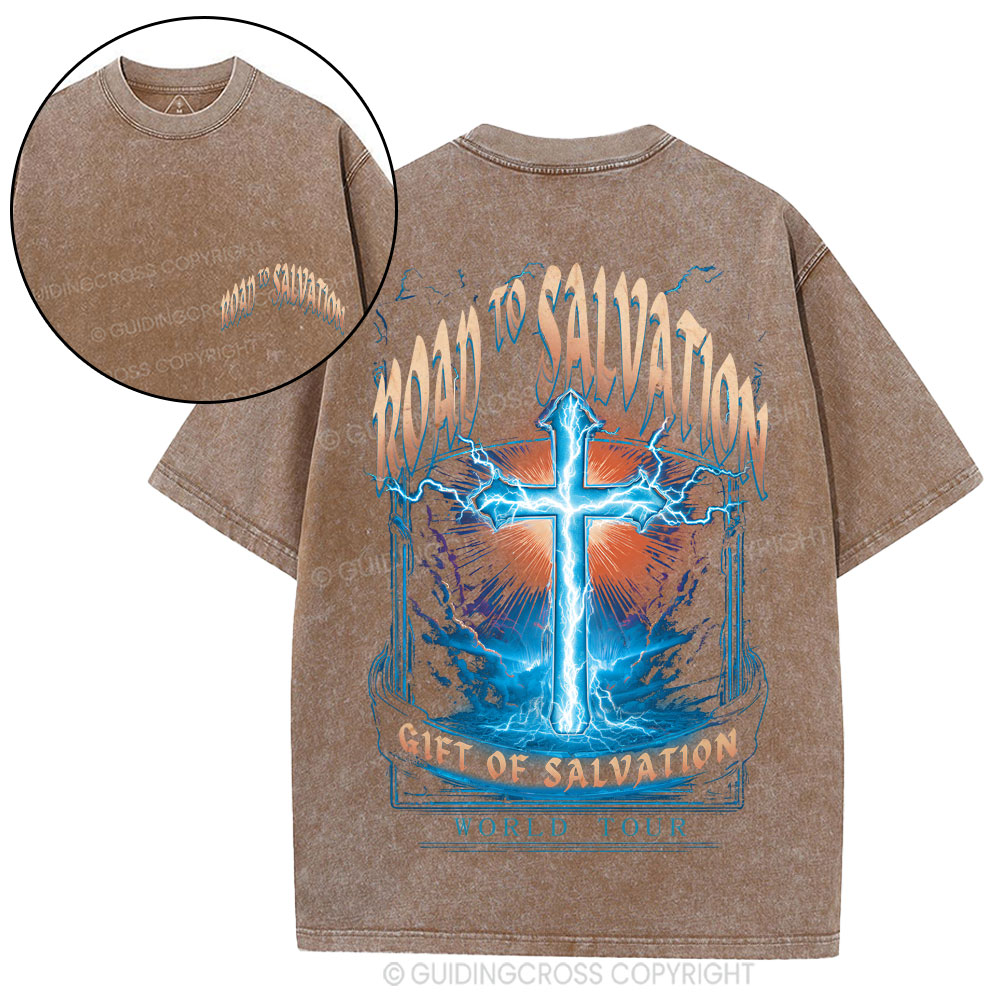 Road To Salvation Christian Washed T-Shirt