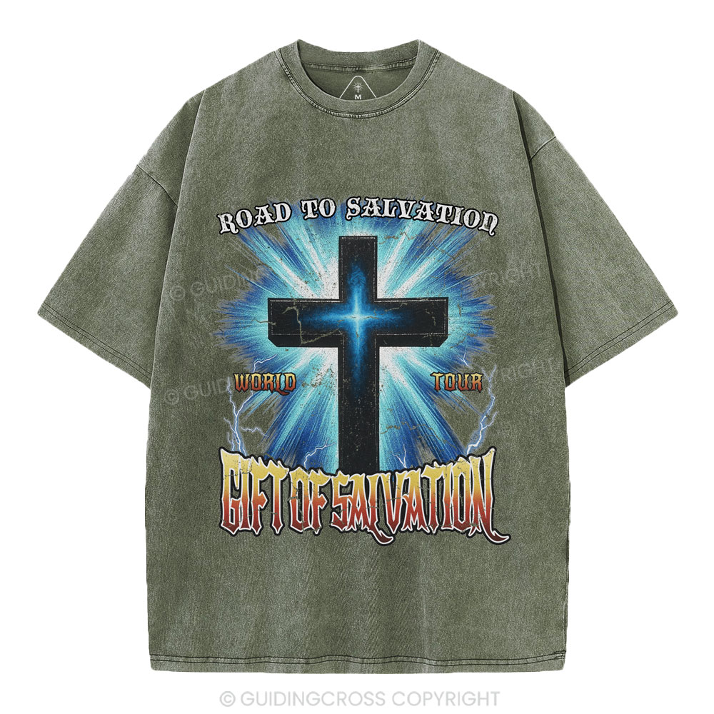 Road To Salvation Christian Washed T-Shirt