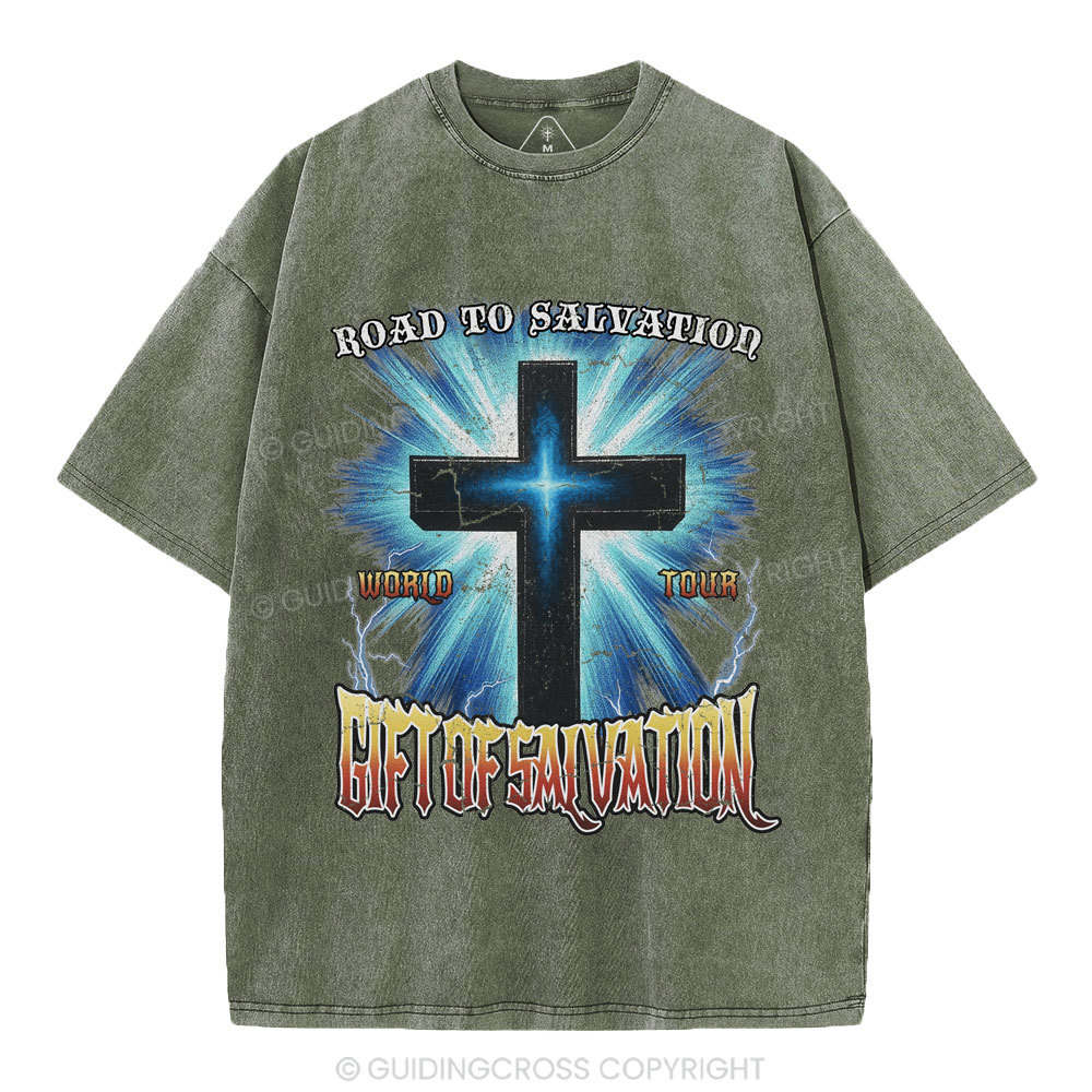 Road To Salvation Christian Washed T-Shirt