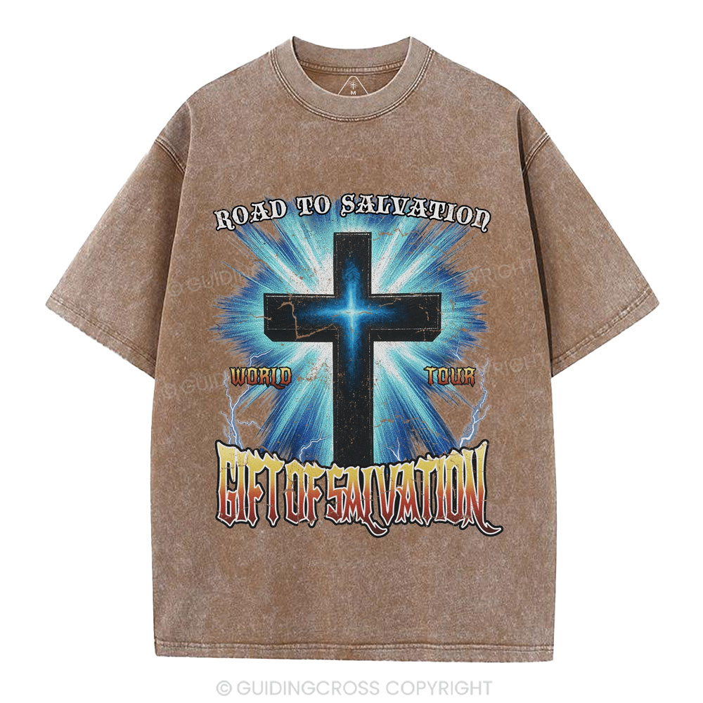 Road To Salvation Christian Washed T-Shirt