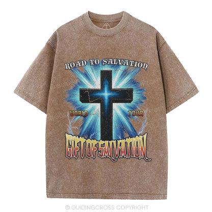 Road To Salvation Christian Washed T-Shirt