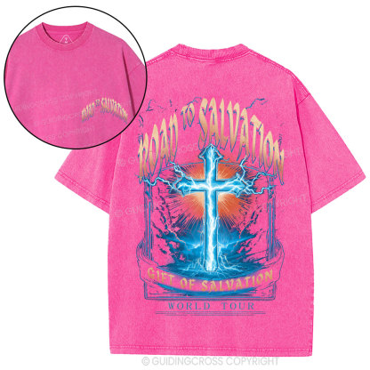 Road To Salvation Christian Washed T-Shirt