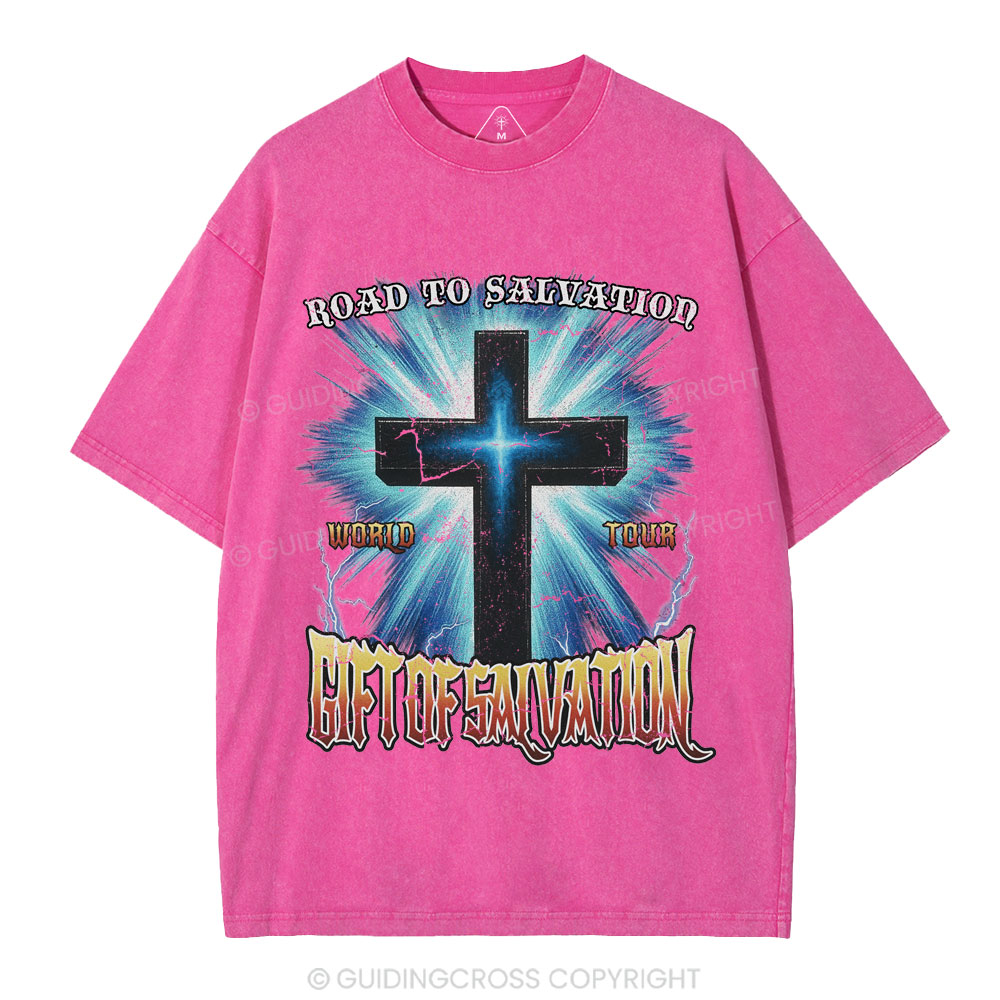 Road To Salvation Christian Washed T-Shirt